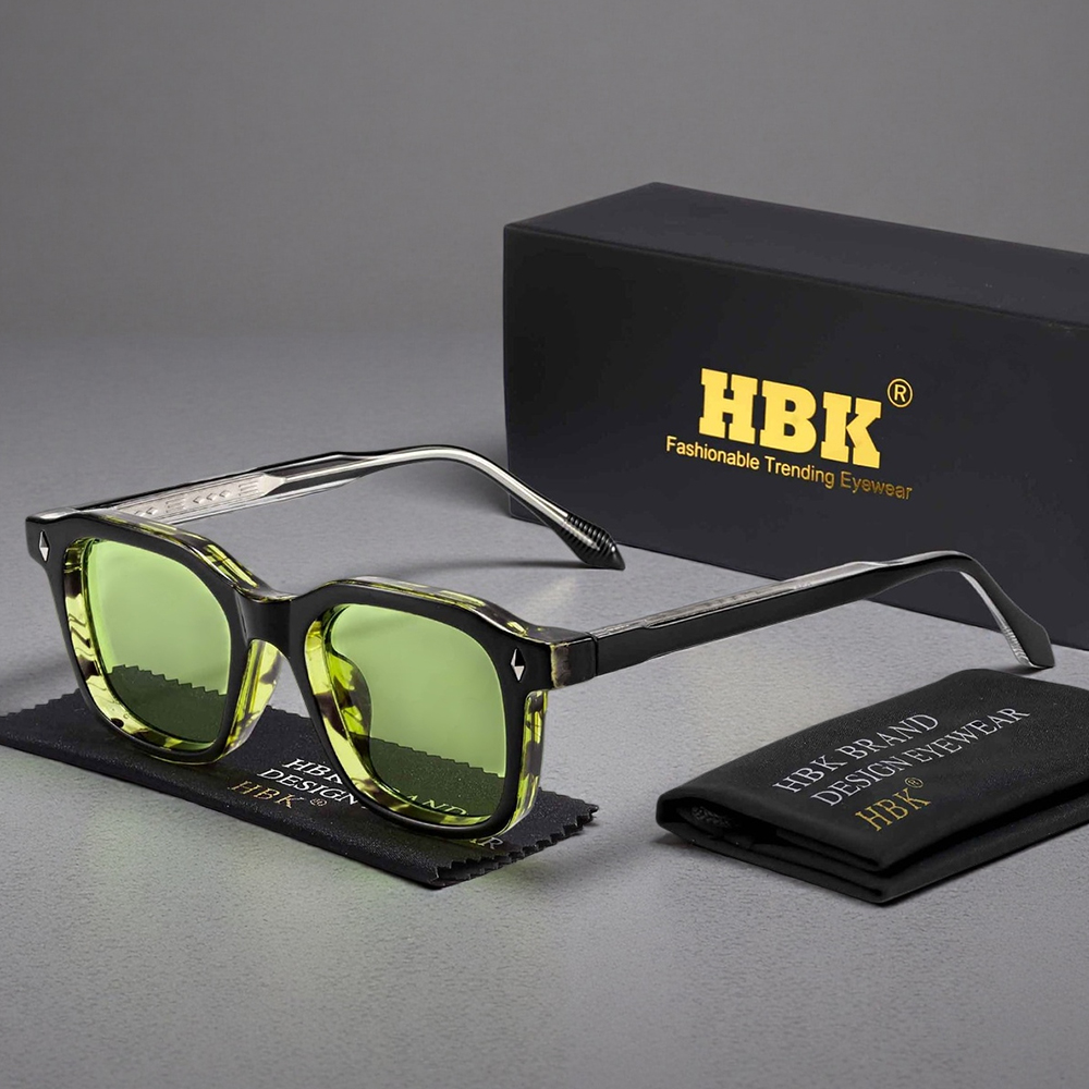 HBK Elegante vierkante herenzonnebril Modeframe Vintage tempelpunten Damesreizen Zakelijk Feestcadeau Bril UV400