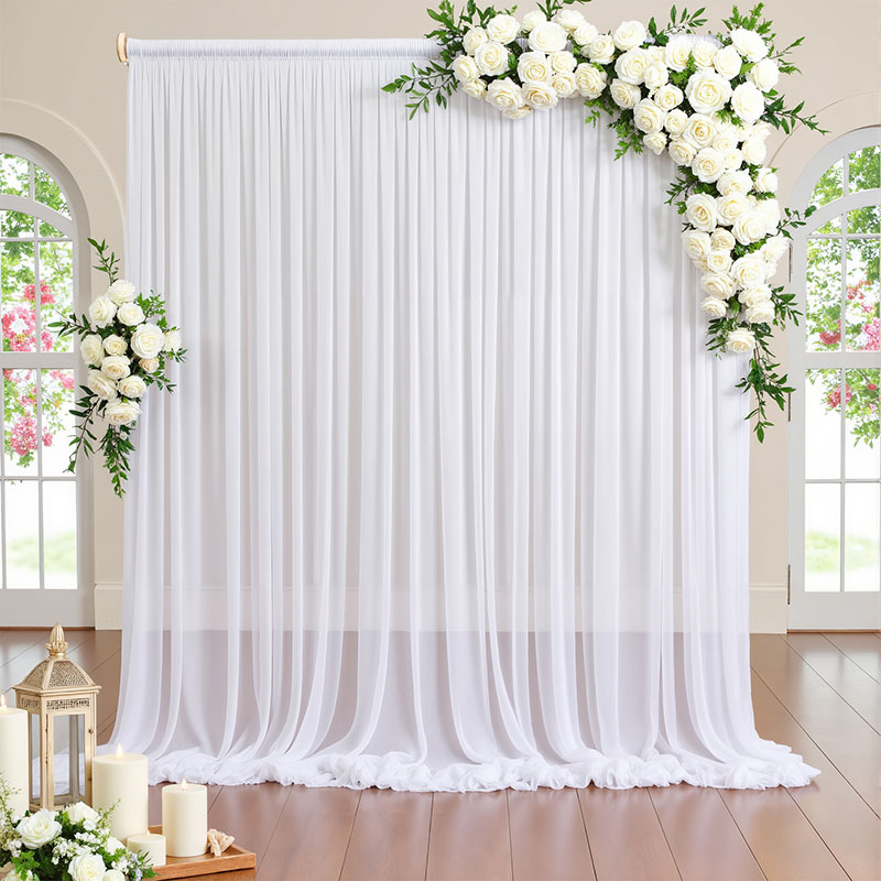 Cortinas de tule transparentes brancas adequadas para sala de estar, banheiro, porta e janela, decoração de casa e fundo de fotografia
