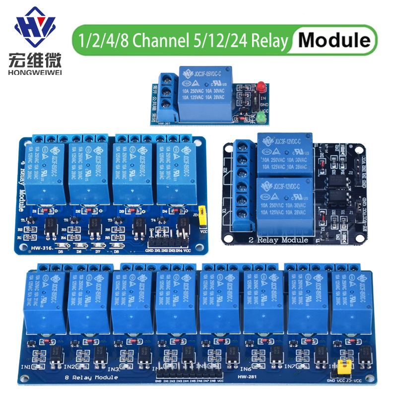 DC 5V 12V 24V 1 2 4 6 8 Kanaals Relaismodule Board Shield met Optocoupler/Hoge en Lage Niveau Trigger voor Arduino Raspberry