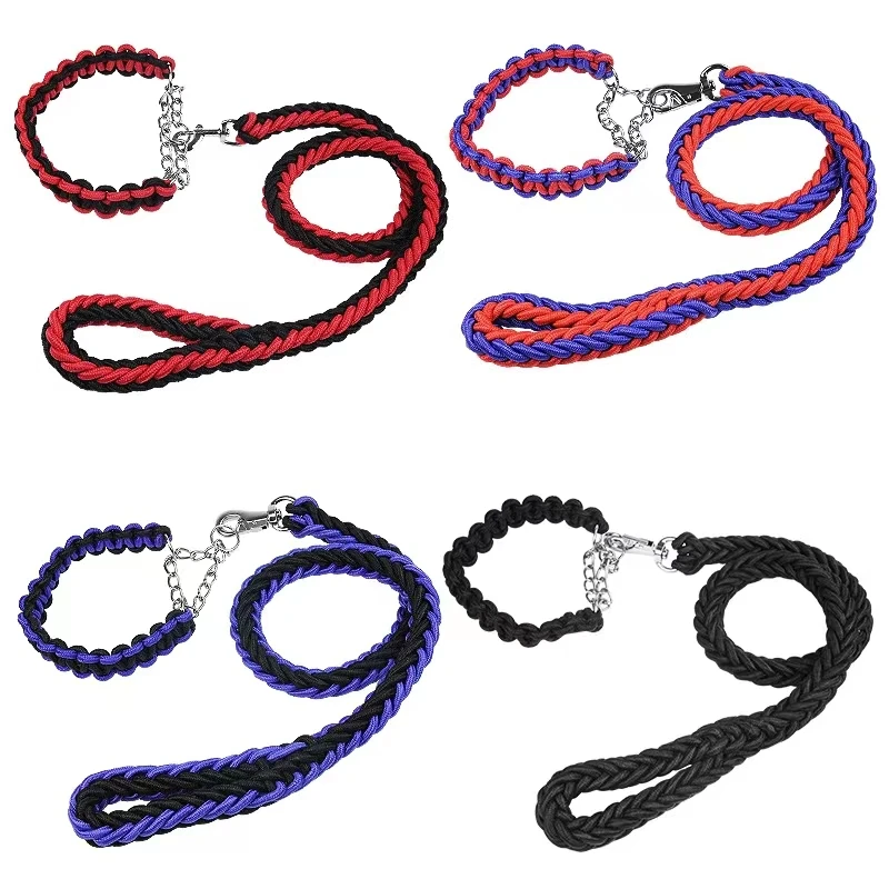 Laisse de chien en nylon grossière super bain, toile verte de l'armée, double nucleo, colliers réglables pour chiens, ensemble de laisses pour chiens moyens et grands, 130cm