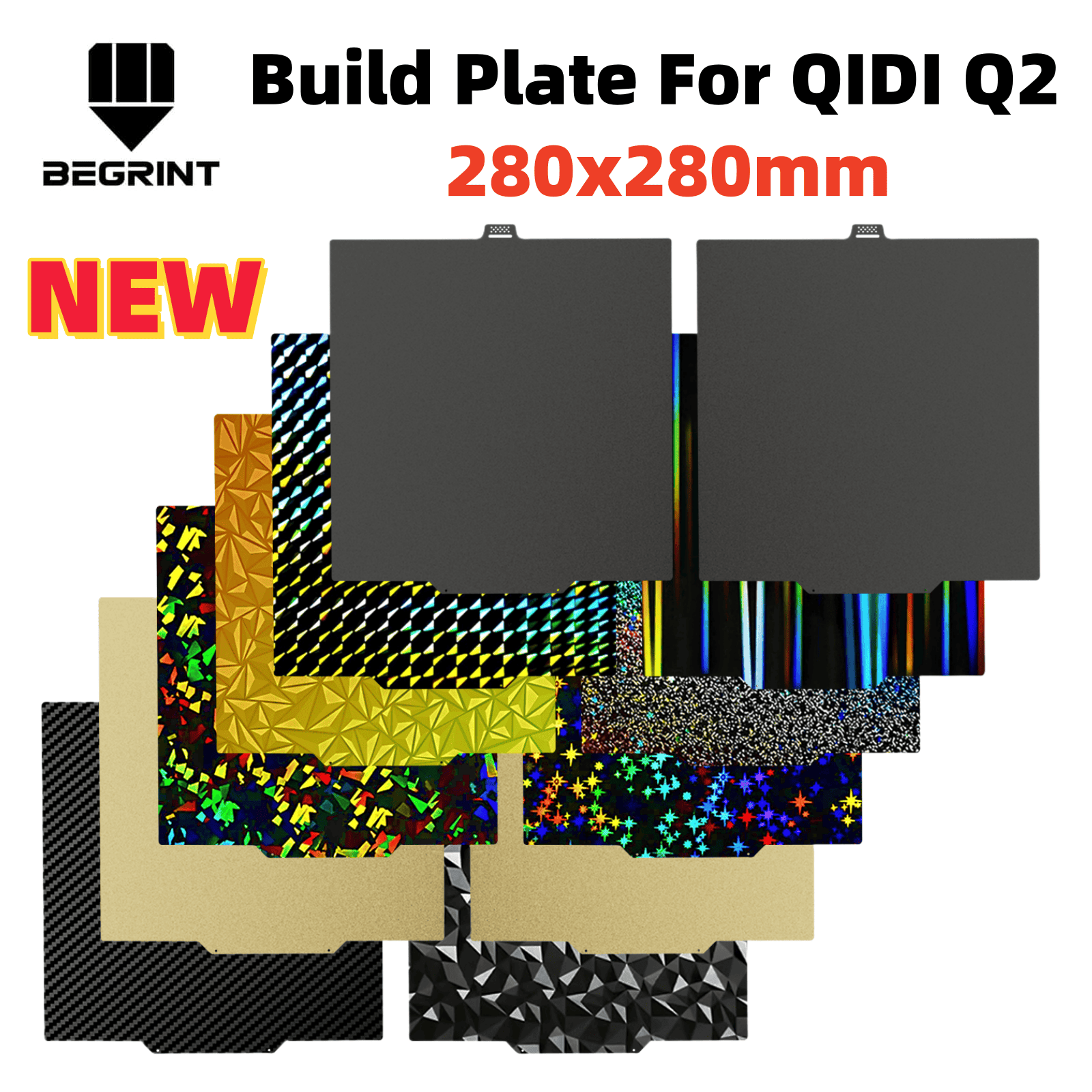 Płyta grzewcza do drukarki 3D QIDI Q2 Q2 Combo, dwustronna, z powłoką proszkową PEO PET PEI, wykonana z sprężystego blatu stalowego, powierzchnia robocza 280x280mm