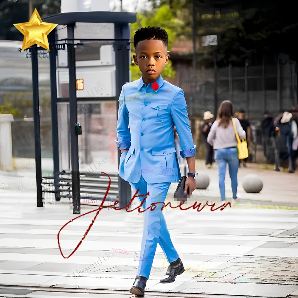 Boy Affrica chaqueta clásica pantalones diseños trajes para boda Slim Fit conjunto Formal niño esmoquin traje de graduación niños