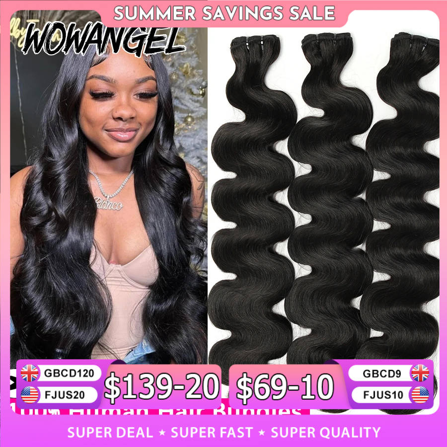 Wow anjo 28 30 polegada onda do corpo feixes de cabelo humano 1/3/4 peças 10a extensões de cabelo remy brasileiro único pacote cabelo virgem