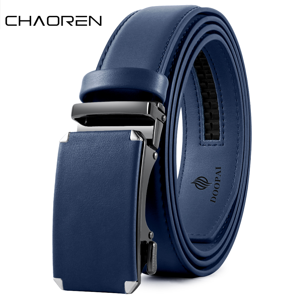 CHAOREN Cinto masculino fashion de couro genuíno para homens cintos automáticos cintura ajustável cintos de negócios 