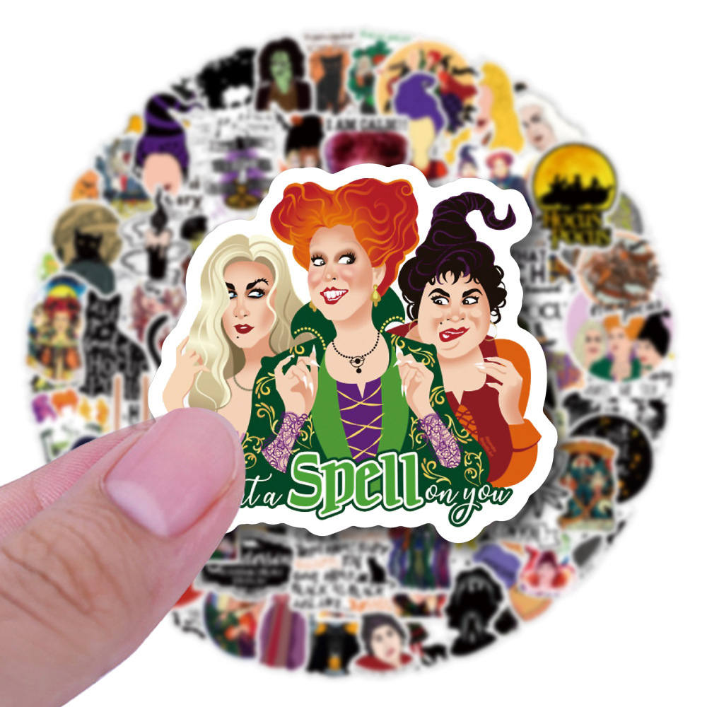 10/30/50/100 sztuk Disney Horror Halloween Witch Hocus Pocus naklejki kalkomania Skateboard telefon bagaż Laptop Car wodoodporna naklejka