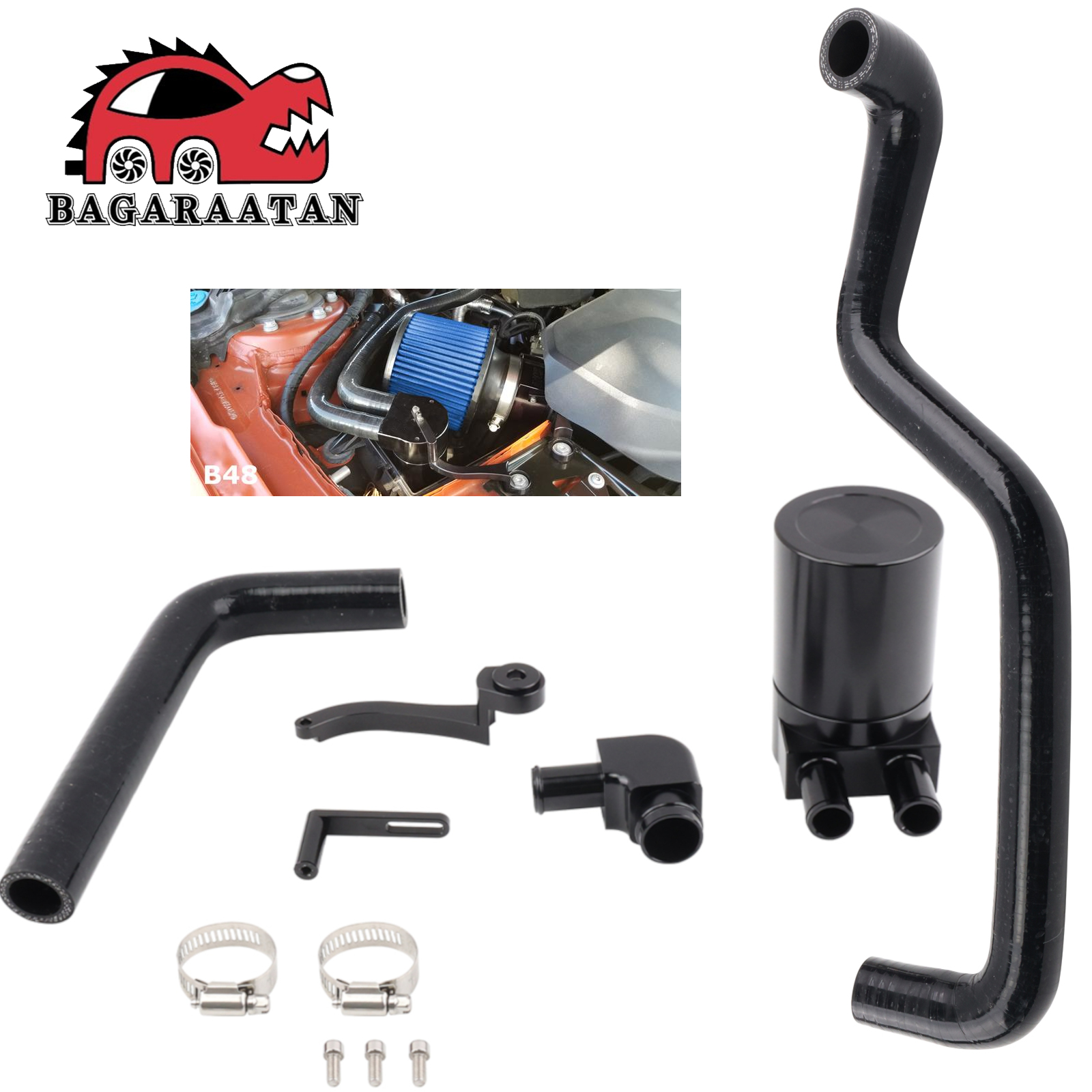 racket Pipe Oil Breather Catch Can BDouble-baffle for BMW B46 B48 F20 F21 F22 F23 F30 F34 F32 F33 F36 130i 120i 125i 135i