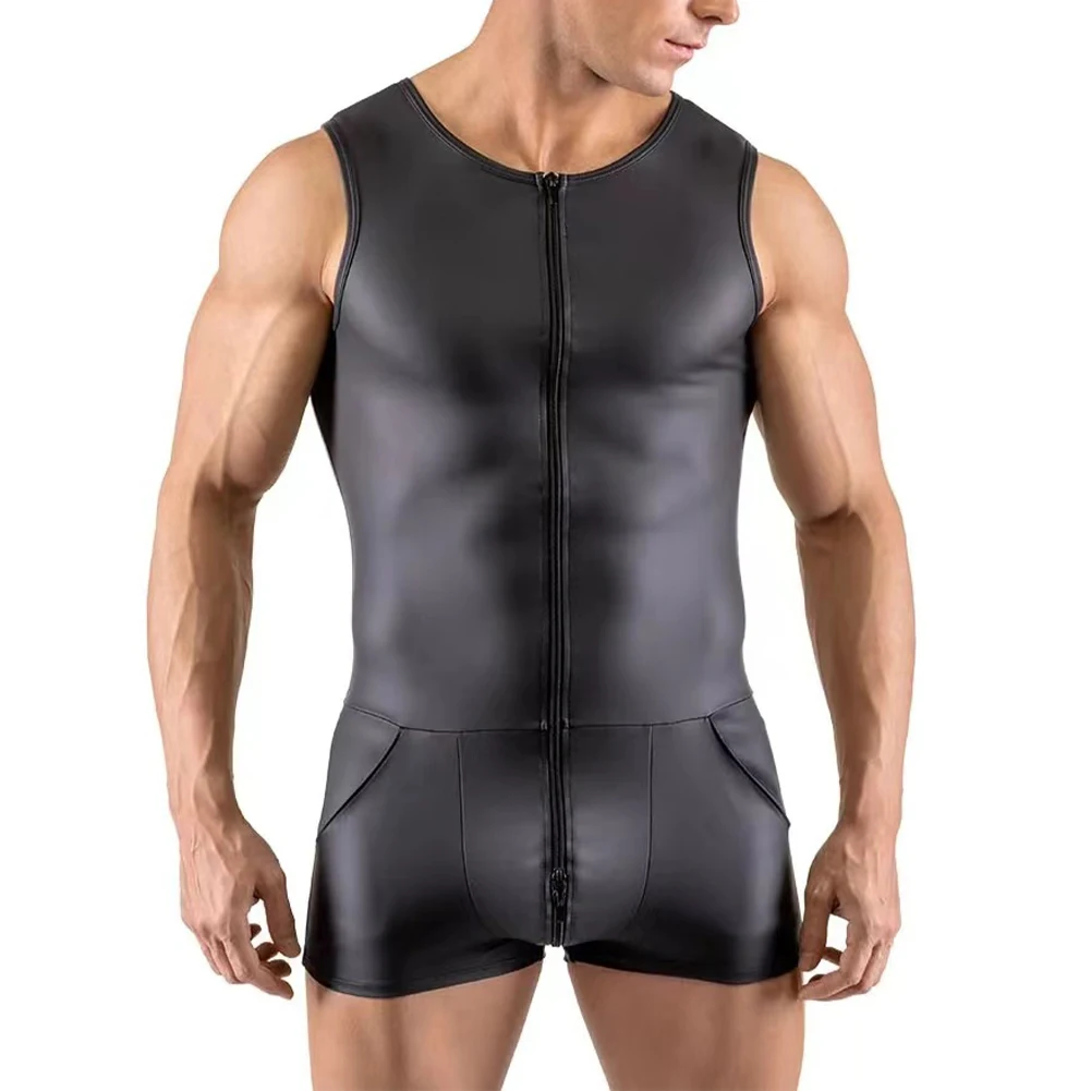 Clubwear Mono para hombre Mono para hombre Monos ajustados para hombre Cuello redondo regular Color sólido Verano Moda cómoda