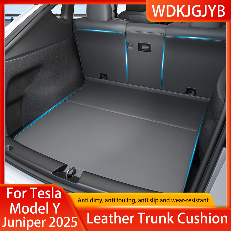 Tapis de coffre en cuir pour nouveau modèle Tesla Y Juniper 2025 +, coussinet de protection arrière pour siège arrière, doublure tous temps, coussinet Anti-coup de pied pour animaux de compagnie