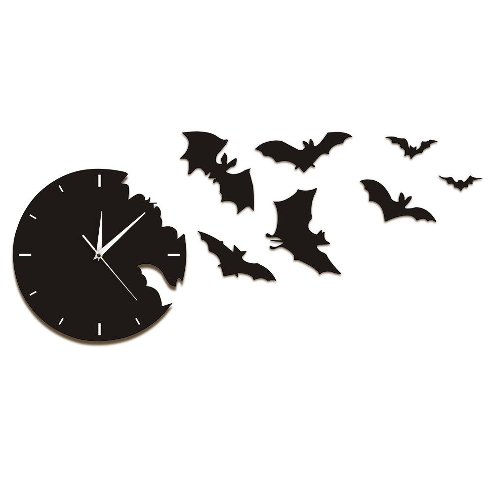 A Bat Clock From The Escape Clock Halloween Bat Silhouette Wall Clock Scary Bat Symbols Home Decor Contemporary Black Wall Clock