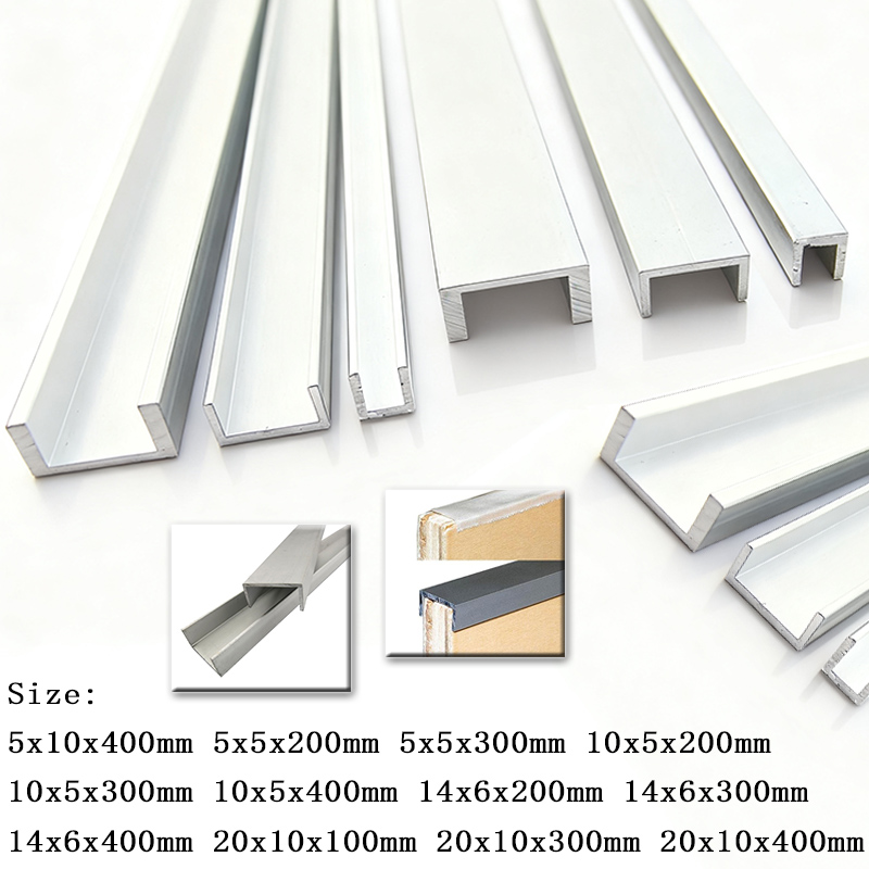 1/3/5 pcs Aluminum U-Channel Bracket ,100mm 200mm 300mm 400mm DIY Frame Rail, Glass Guide Card Slot, Robot Car Model Bracke