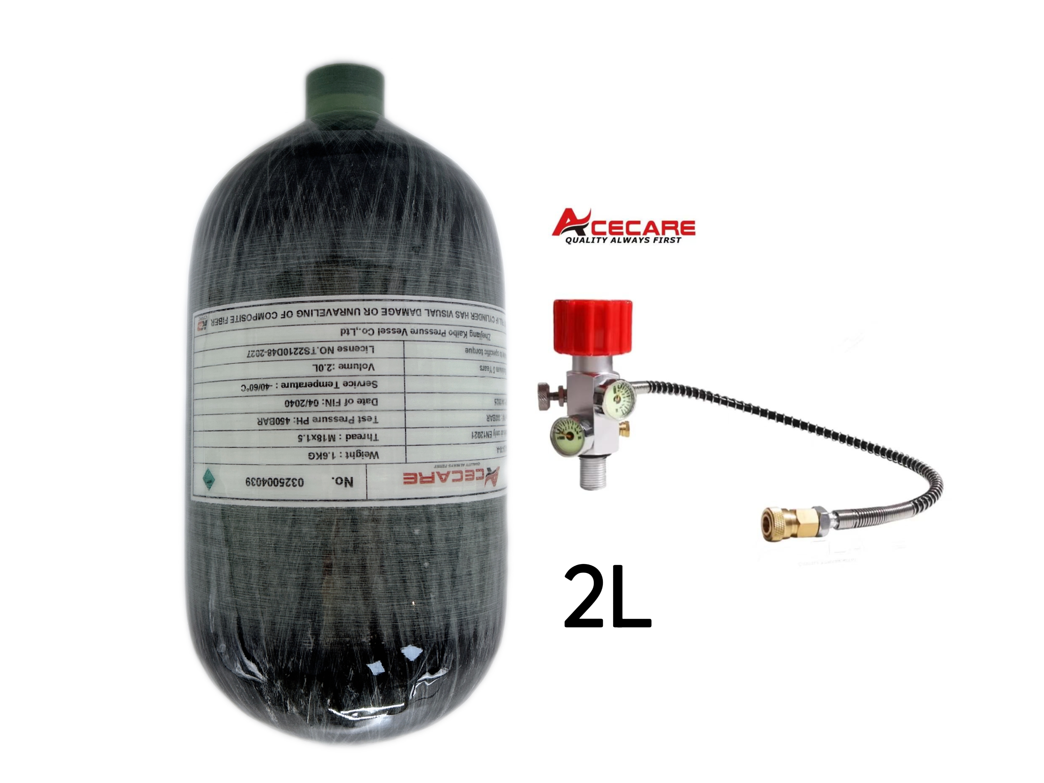 Acecare 4500psi 300Bar 2L cilindro de fibra de carbono tanque de alta presión HPA botella de aire cilindro de buceo con válvula M18 * 1,5
