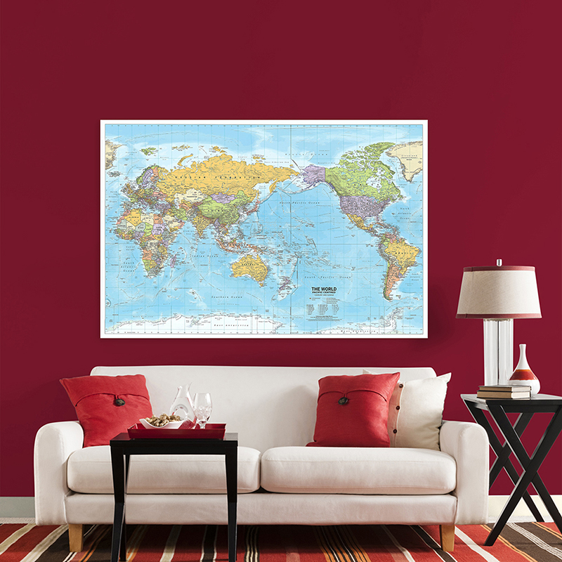 Wystrój 2012 mapa świata w języku angielskim 120*80cm dekoracyjny wiszący obraz włóknina artystyczne tło artykuły szkolne do domu
