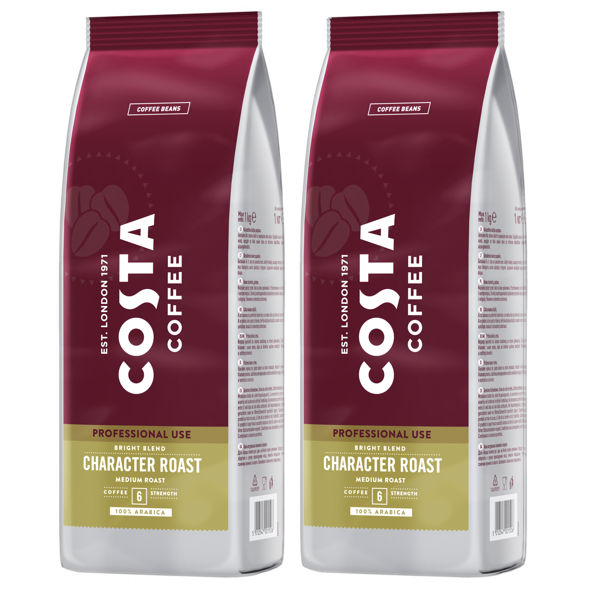 2x Kawa ziarnista COSTA COFFEE Pro Bright Latin Blend 100% Arabica 1kg
