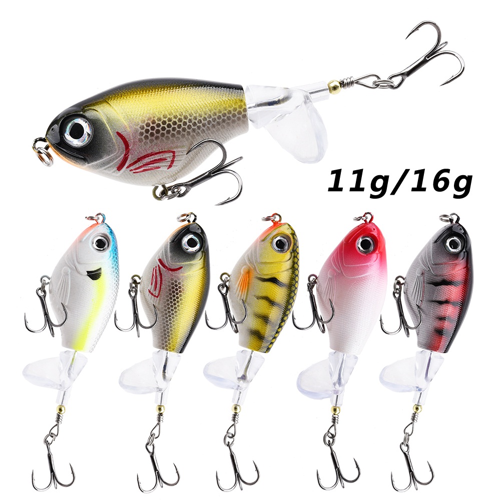 1 Buah Umpan Pancing Bagian Atas Air 11G/16G Umpan Pancing Buatan Keras Popper Bass Umpan Putar Lembut
