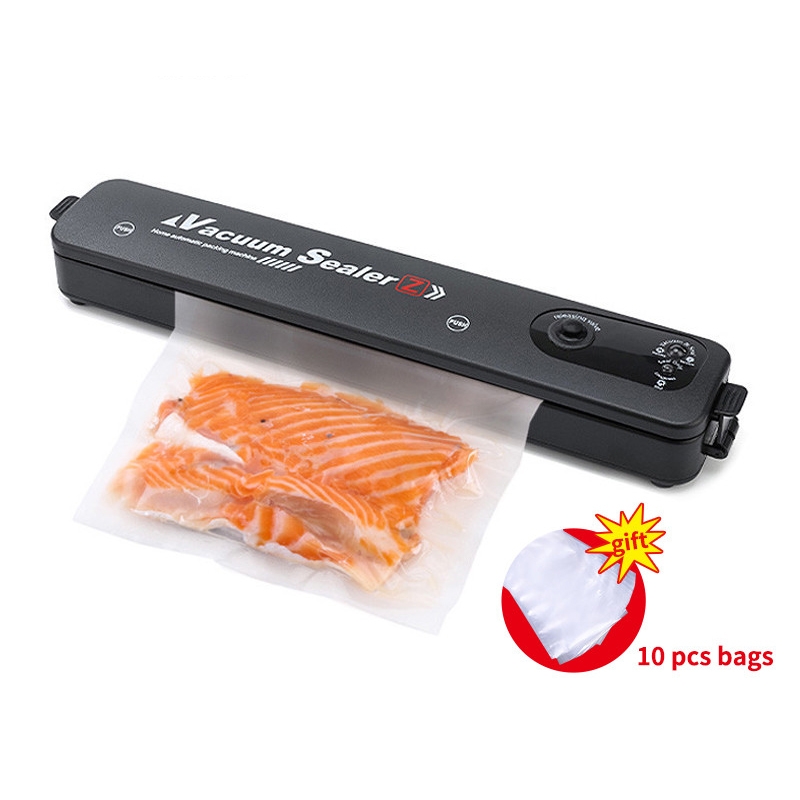 TINTON LIFE-máquina de envasado al vacío, 220V/110V, con 10 Uds. De bolsas de vacío gratis, sellador al vacío de alimentos negro para el hogar