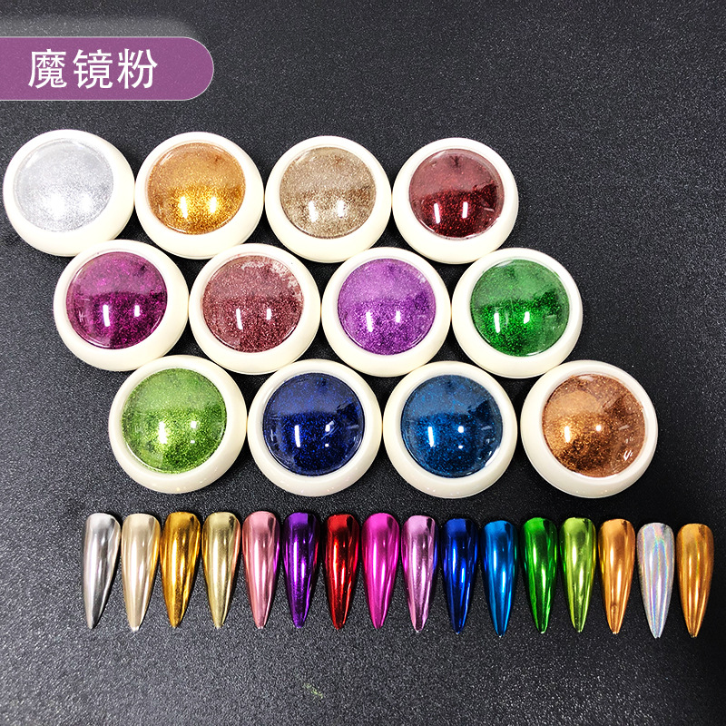 Nail Mirror Chrome Shimmer Glitter Holographic Colorful Dust Metallic Effect Pigment Powder ForUV Gel Polish Nail Art Decoration
