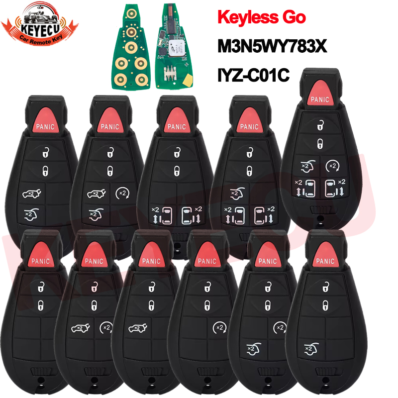 KEYECU Keyless Go ID46 Chip 433MHz Pilot Zdalnego Sterowania 1YZ-C01C Do Jeep Grand Cherokee Dodge RAM Chrysler Town&Country M3N5WY783X