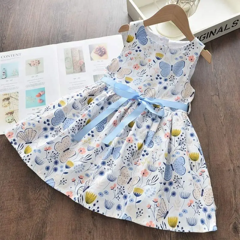 Gấu Lãnh Đạo Hoa Đầm Bé Gái Họa Tiết Hoa Trẻ Em Đầm Bé Gái Váy Đầm Công Chúa Trẻ Em Quần Áo Bé Gái Váy Đầm 3 7Y Đầm Vestido