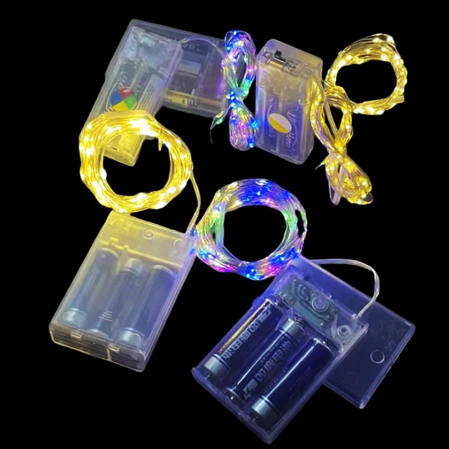 Guirnaldas de luces de 10/20/30M, alambre de cobre, caja de batería plateada, cadena de luces LED para Navidad, dormitorio, fiesta, decoración de boda, regalos
