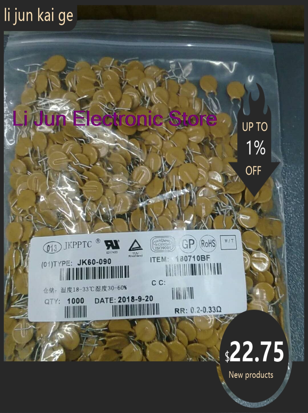 1000 piezas JK60-090 RXEF090 60V/72V 0.9A 900MA fusible de recuperación automática DIP
