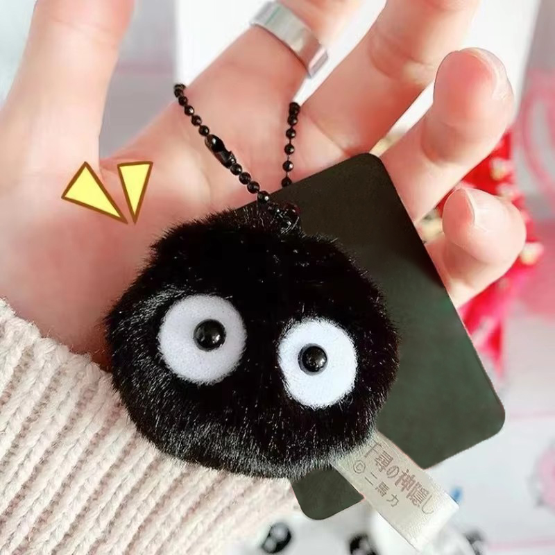 Portachiavi in peluche nero, bambola di fiammiferi, ciondolo carino per zaino, portachiavi con ponpon, accessori per abbigliamento, oggetto da appendere