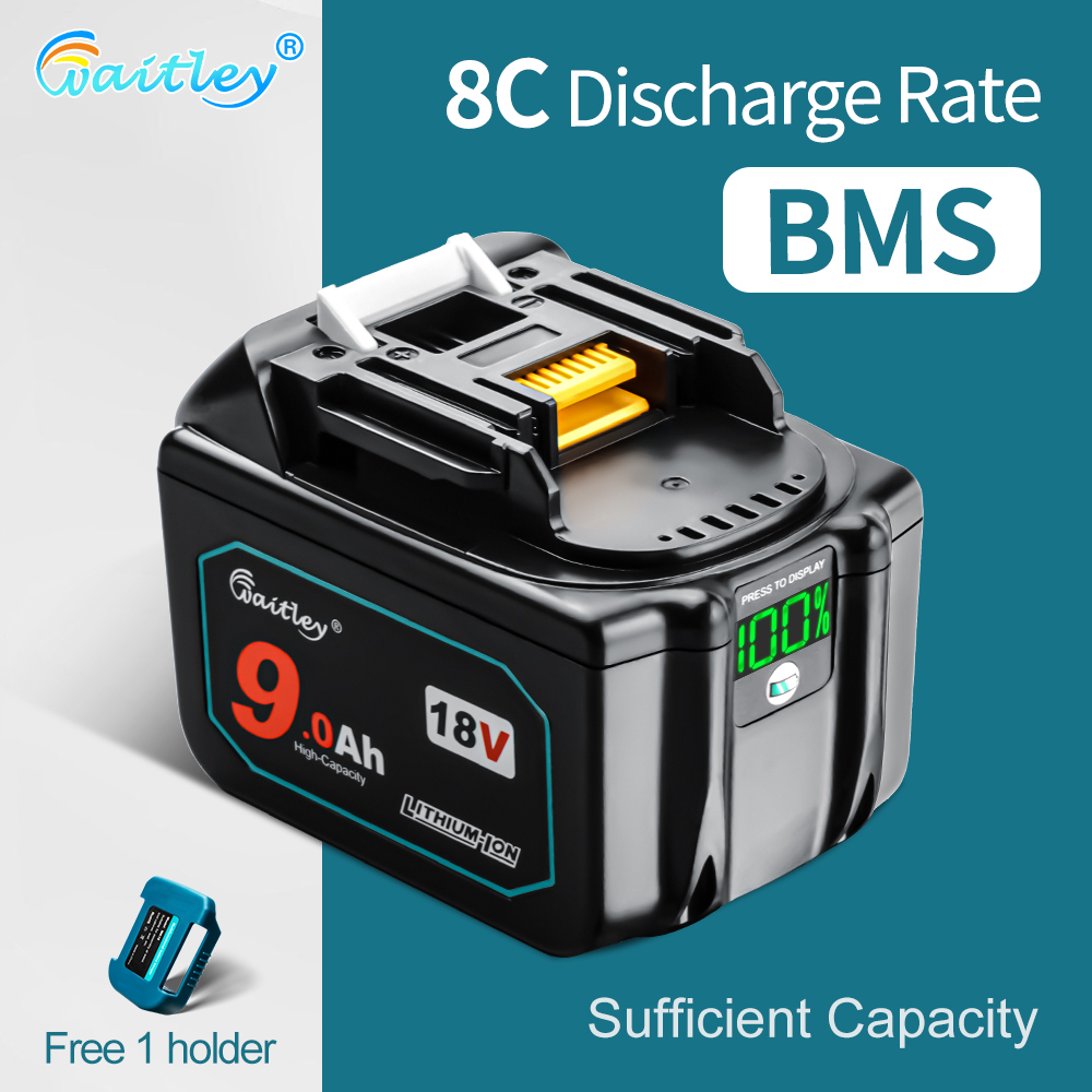Аккумулятор Waitley 18 В 9,0 Ач для электроинструмента Makita BL1830 BL1840 BL1850 BL1860 1890 18 В 18 В 9000 мАч литий-ионный запасной 9А