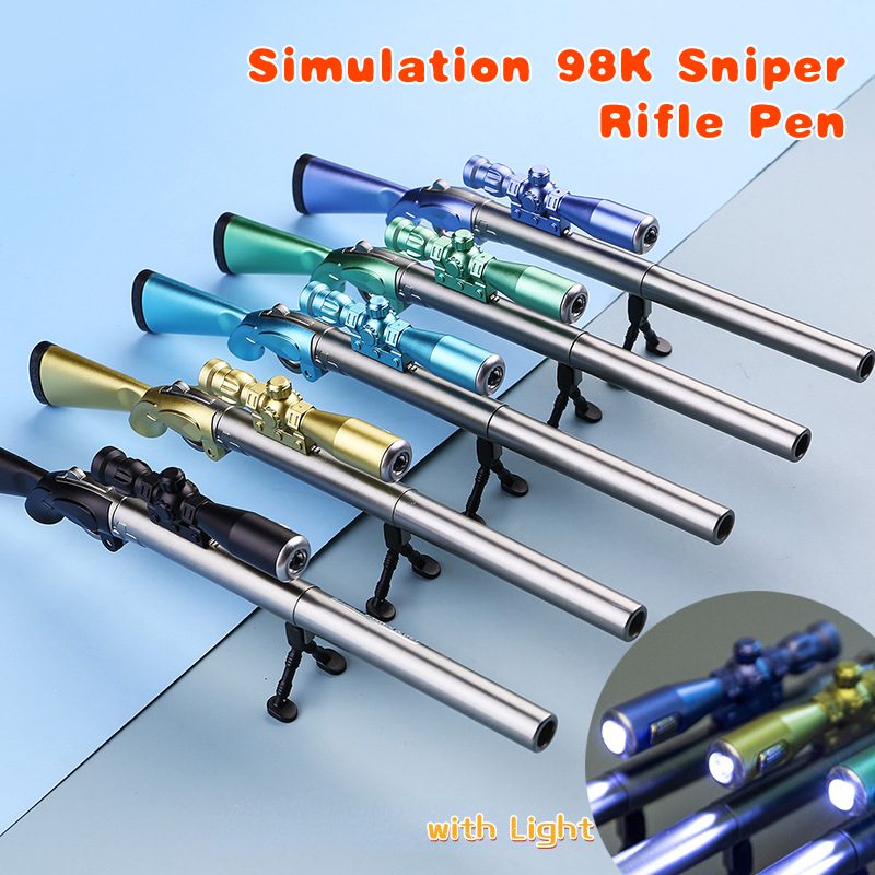 Stylo neutre pour fusil de Sniper 98K, Simulation créative, avec lumière, encre Gel noire de 0.38mm, papeterie scolaire pour étudiants, stylos lumineux PUBG, cadeau