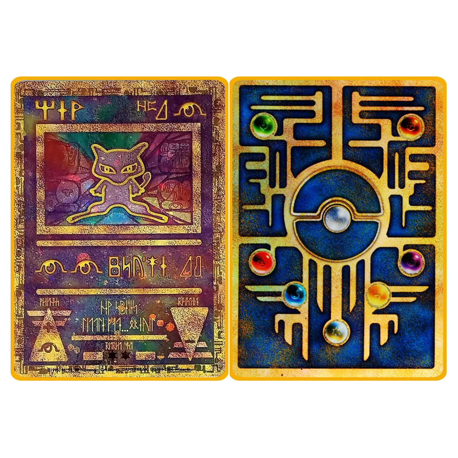 63X88 мм Diy PTCG Mew Ancient Times Коллекционная карта Двусторонняя цветная металлическая карта Mew Классические ограниченные аниме карты Подарочные игрушки