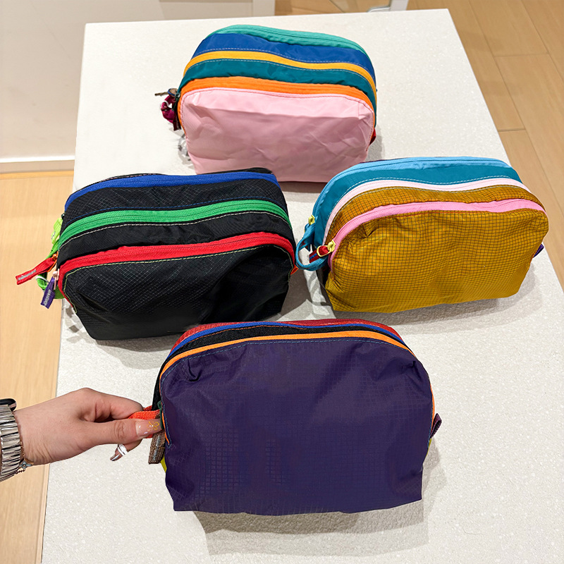 Косметичка Dopamine Color-Blocking, складная сумка для хранения, контрастная косметичка, портативная и подвесная, подходит для хранения дома и в путешествиях.