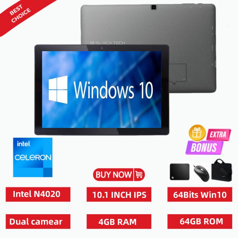 Große Verkäufe WT2010 10,1 ZOLL Intel N4020 CPU 64Bit Windows 10 Tablets 4GBDDR-RAM 64GB ROM USB 3.0 1280 x 800IPS Mini HDMI