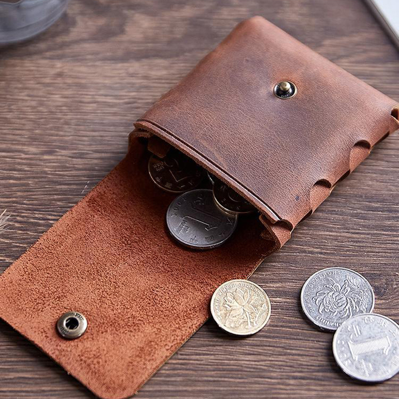 Dompet Koin Kulit Asli 100% untuk Pria Wanita Wanita Kulit Sapi Antik Tas Uang Mini Kecil Earphone Line Case Tempat Kantong Berubah Buatan Tangan Vintage Kulit Asli Pria dan Wanita Dompet Koin Mini Dompet Kecil Pendek