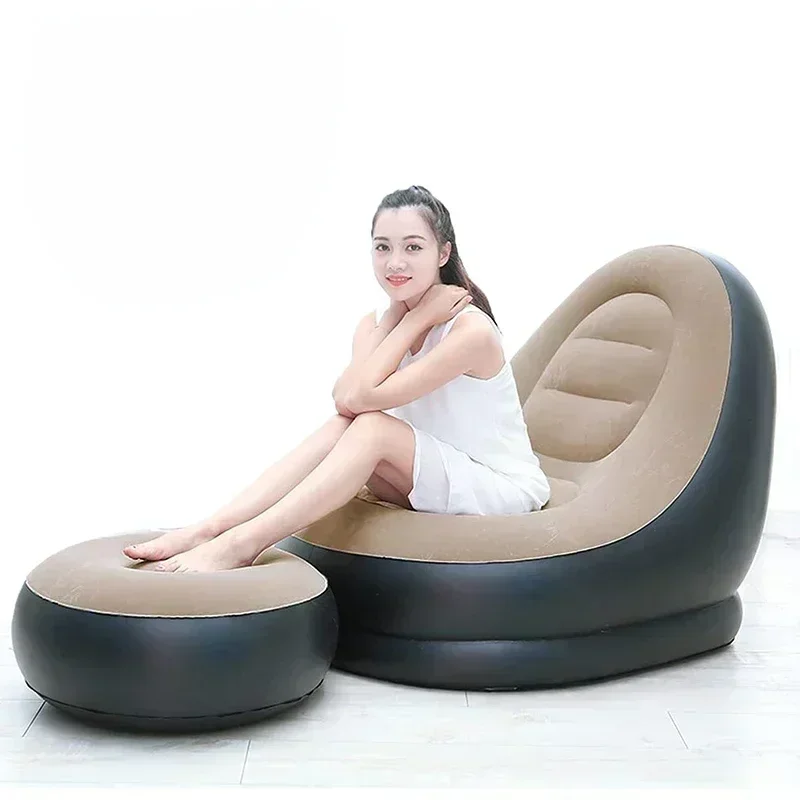ใหม่ Inflatable Leisure Bean Bag โซฟาโซฟาชุดกลางแจ้ง Recliner เตียง Fluffy ที่นั่ง Tatami สตูลวางเท้าเก้าอี้ห้องนอน