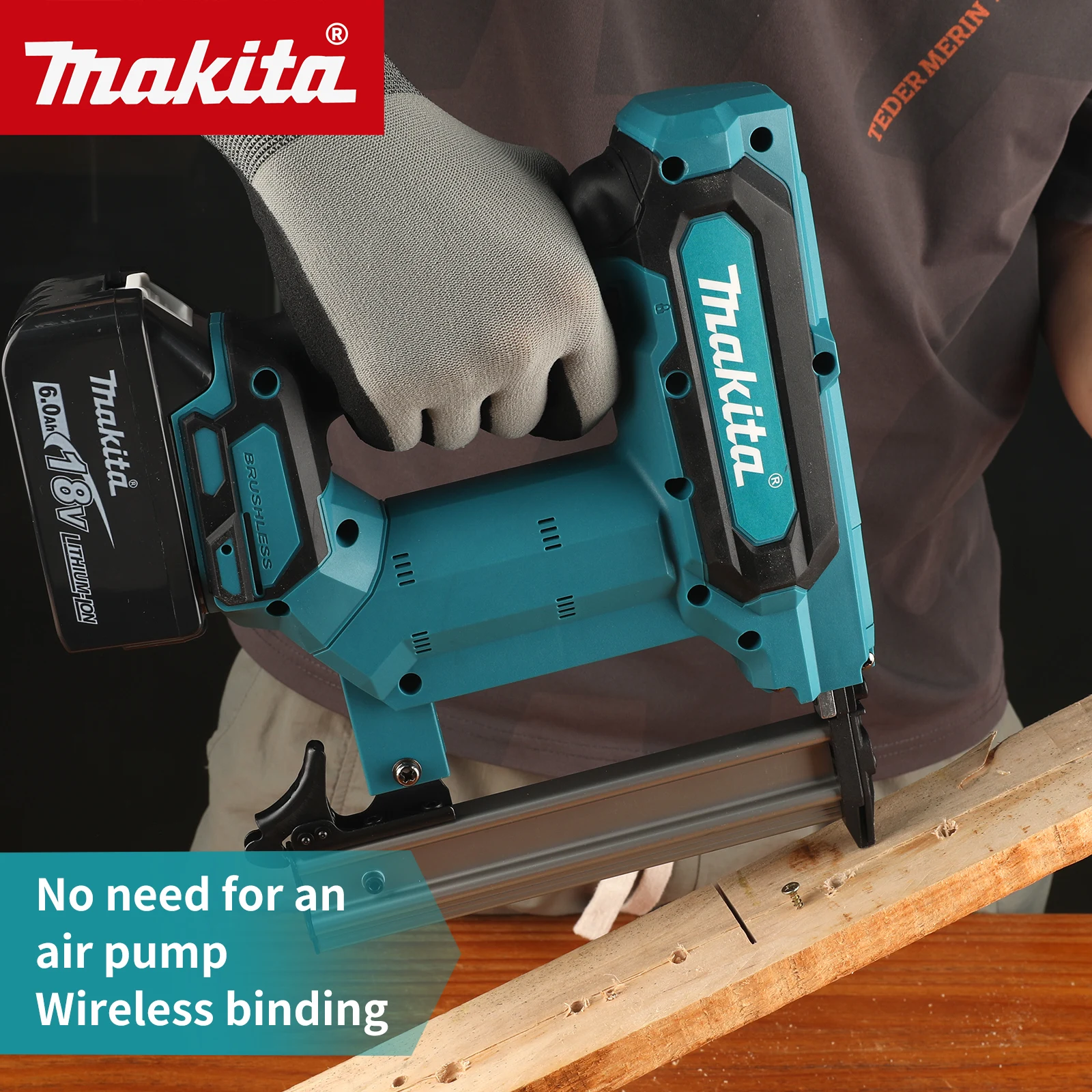 Pistola de Clavos Makita F30 de Iones de Litio: 18V, Batería de 6.0Ah, Capacidad para 100 Clavos, Inalámbrica, Ideal para Pisos, Estanterías y Proyectos de Bricolaje en Madera