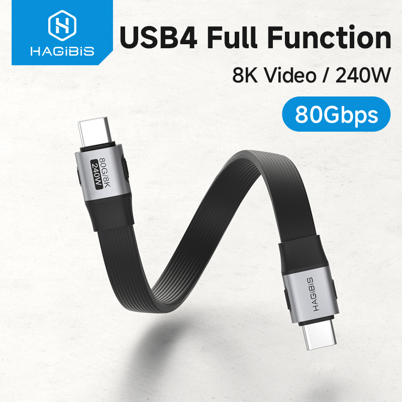 Hagibis Short USB C to USB C Full Function Cable USB4 V2 Data Cable 80Gbps 8K PD 240W Cord for Thunderbolt 4/5 iPhone Laptop SSD
