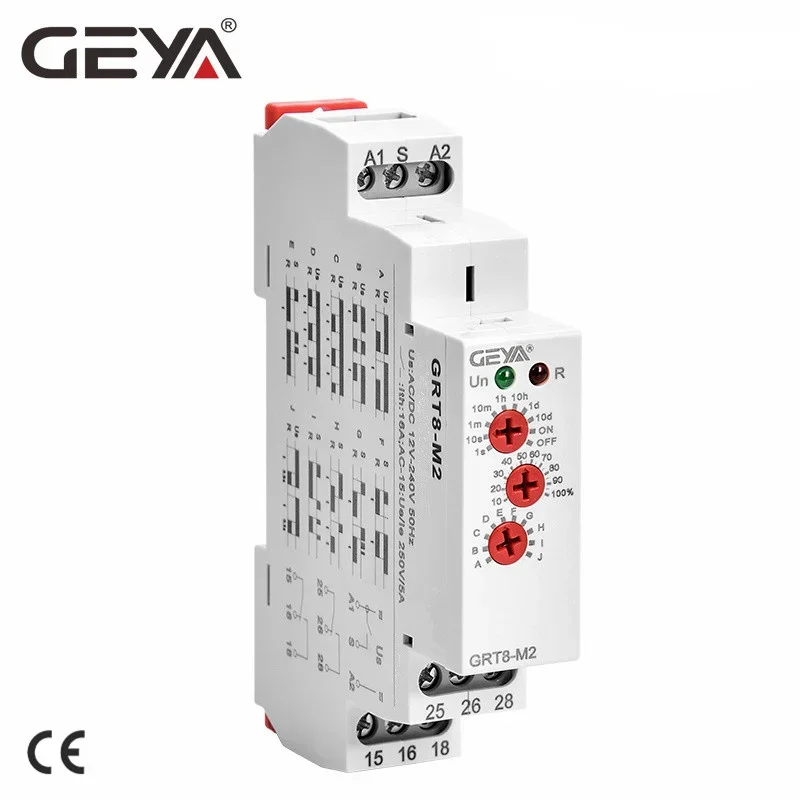GEYA Multifunction Timer Relay 12V 24V 220V-Adjustable 10 Functions & 10 Time Ranges with CE CB