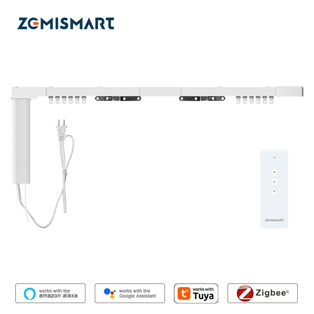 Zemismart Zigbee 3,0 pista de cortina inteligente funciona con Tuya Zigbee Hub SmartThings Alexa Google Home asistente cortinas eléctricas