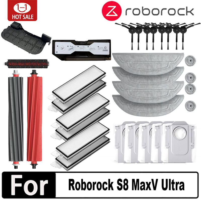 Roborock S8 MaxV Ultra робот-пылесос, аксессуары, швабра, ткань, вакуумные мешки, боковая щетка, фильтр, сменные запасные части