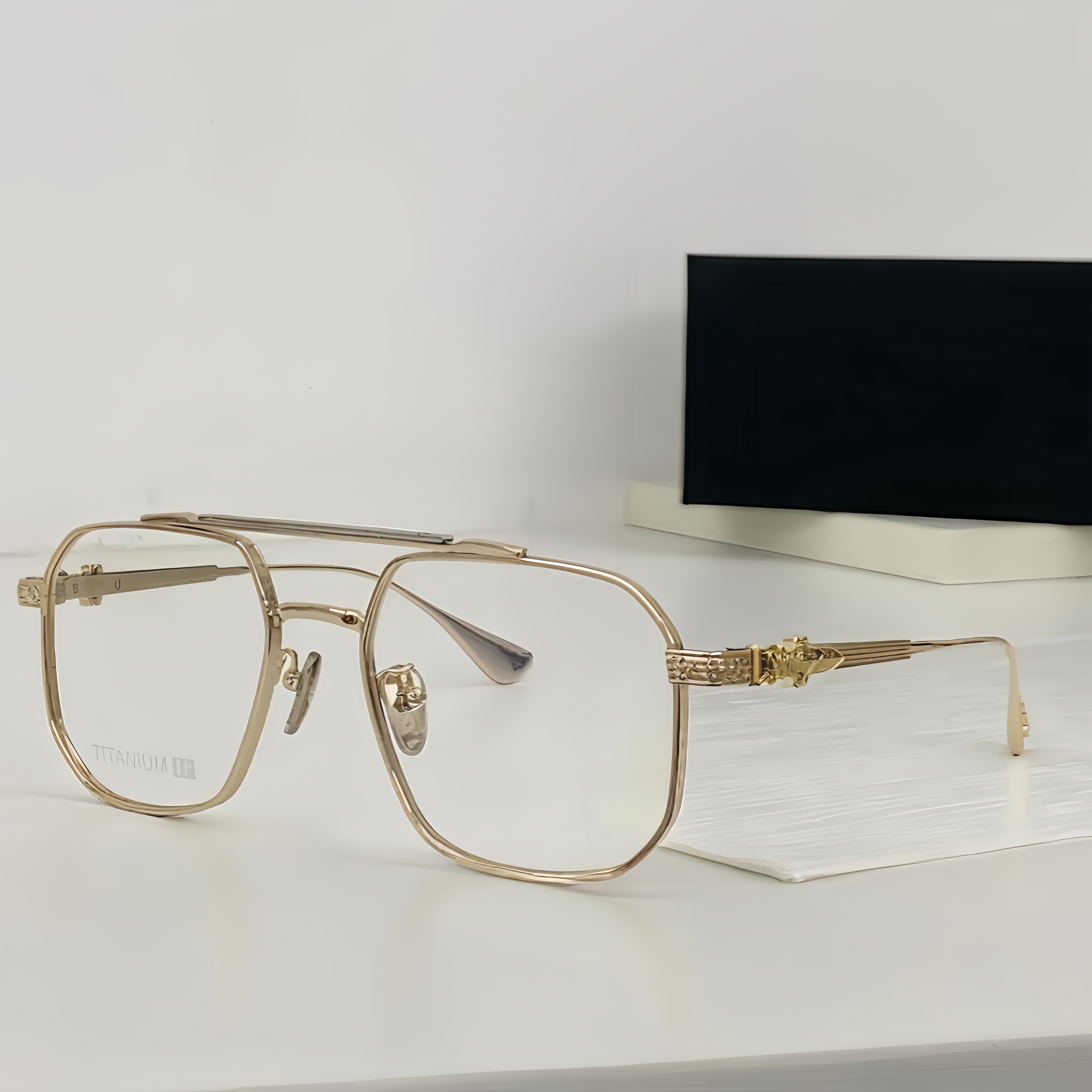 2025 neue Luxus Pilot Männer und Frauen Große Rahmen Reinem Titan Brille Rahmen Hohe Qualität Optische Verordnung Myopie Brillen