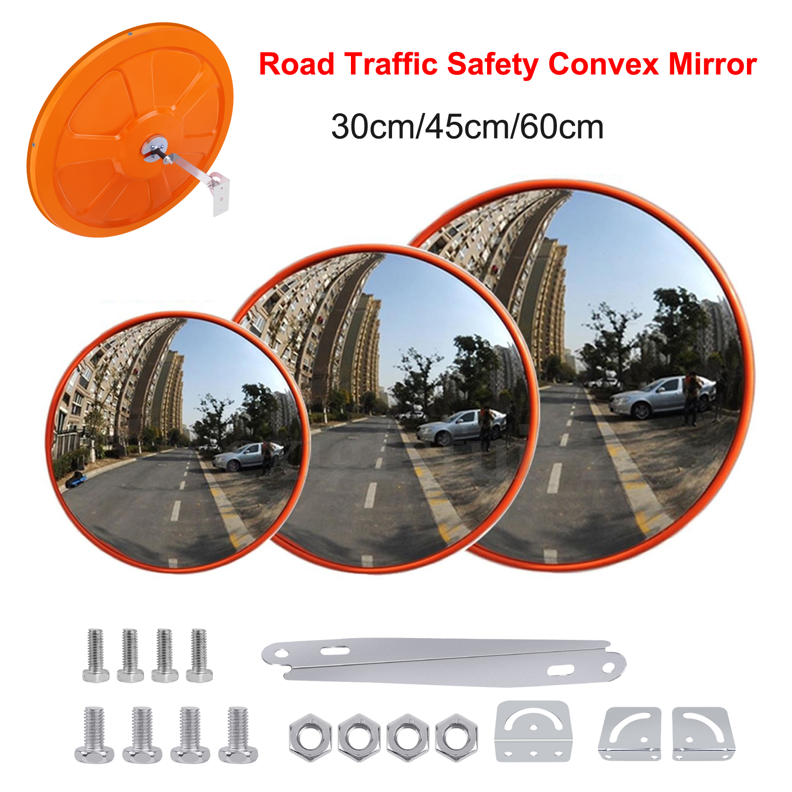 Miroir convexe miroir de sécurité routière incassable 130 °   Sécurité de stationnement de voiture d'angle mort grand angle incurvée 30 cm/45 cm/60 cm