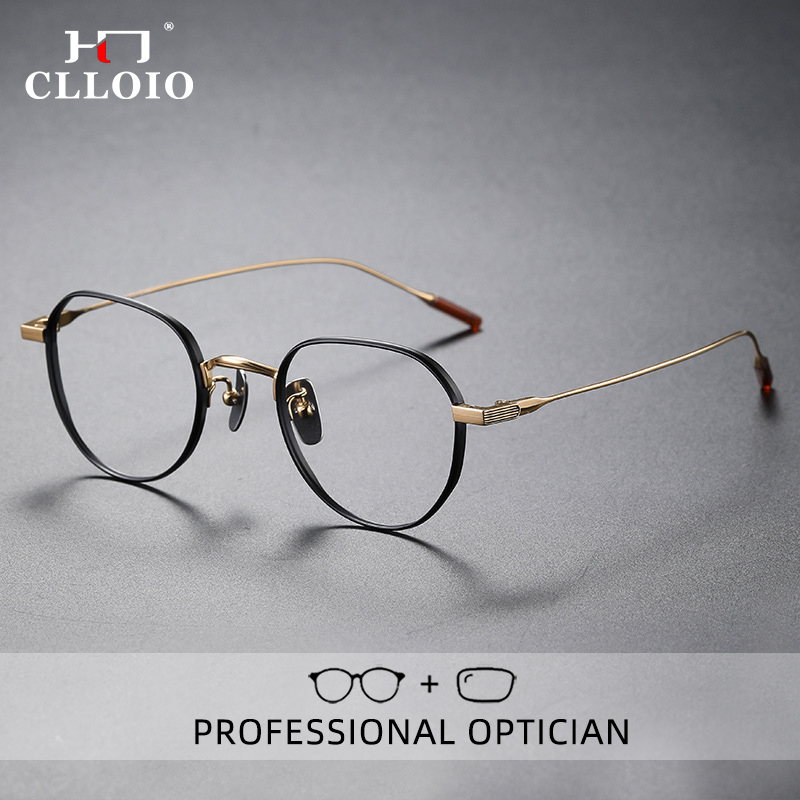 CLLOIO gafas de lectura ultraligeras de titanio puro, gafas redondas Retro para miopía, hipermetropía, gafas graduadas antiluz azul 80803