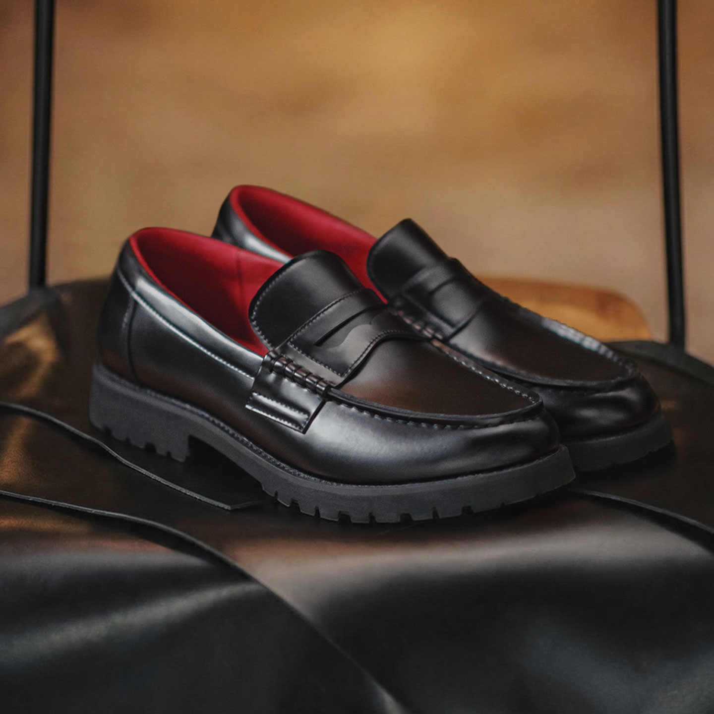 Maden Mocasines de estilo vintage negro para hombre, zapatos sin cordones de cuero partido, zapatos formales e informales para ir al trabajo en otoño e invierno