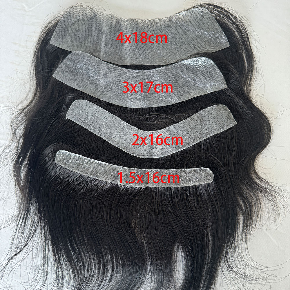 Peluquín de piel fina para hombres, sistemas de reemplazo de cabello frontal con bucle en V de PU, peluquín humano Remy de 6 pulgadas para hombres, peluquín Frontal 1B V
