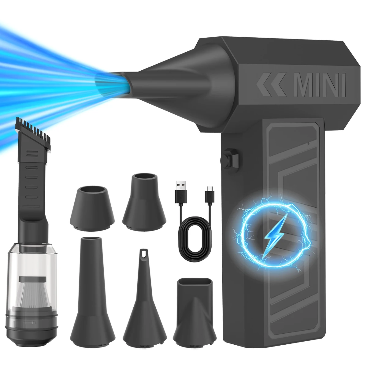 Turbo Jet Fan Hoge snelheid vacuüm Mini elektrische luchtstofdoek Oplaadbare reiniger voor pc-toetsenbord Autostof Sneeuwbladblazer 4 versnellingen