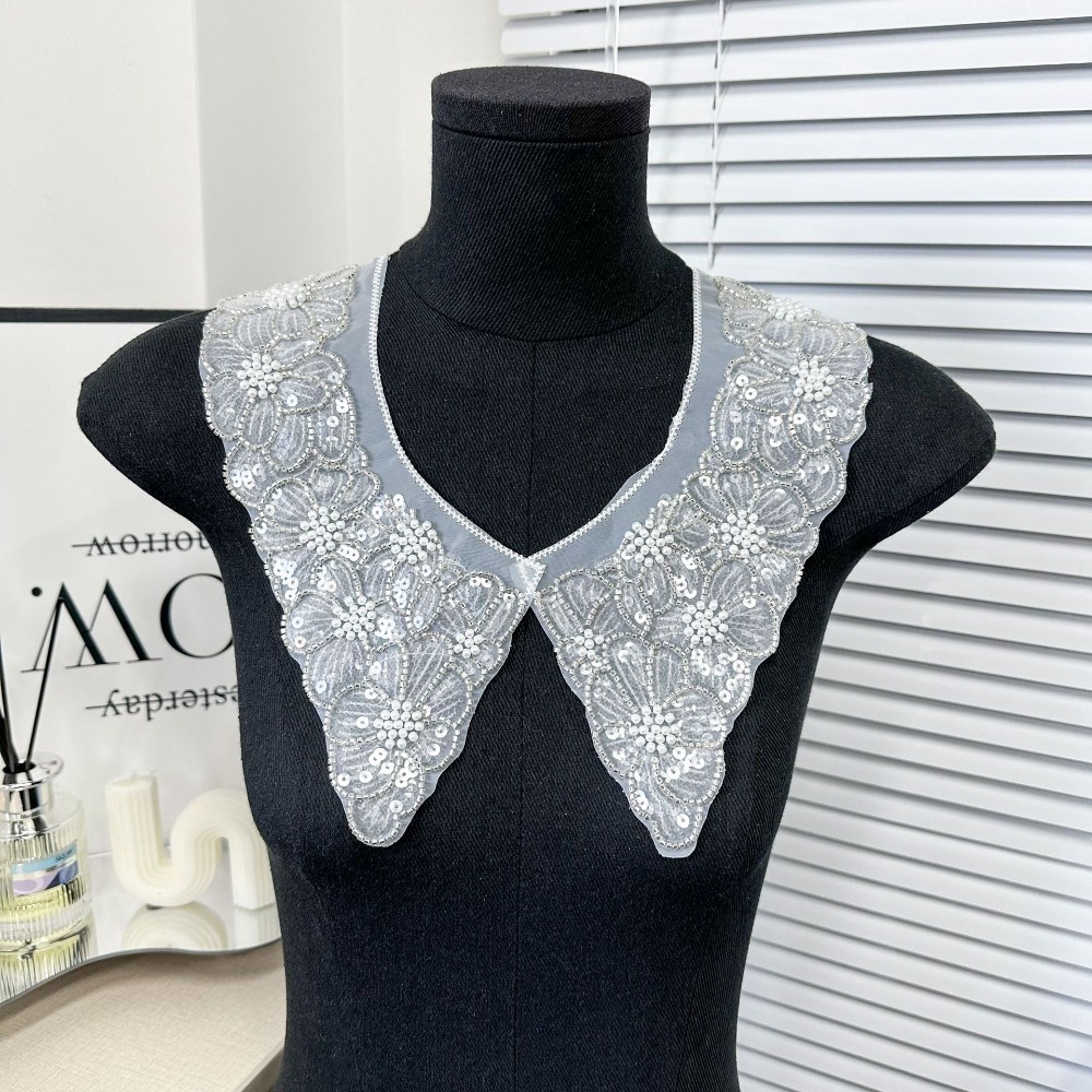 Mulheres Diamante Bordado Colar de Renda, Coleira Falsa, Lace Up Shawl, Dingzhu Manto, Novo