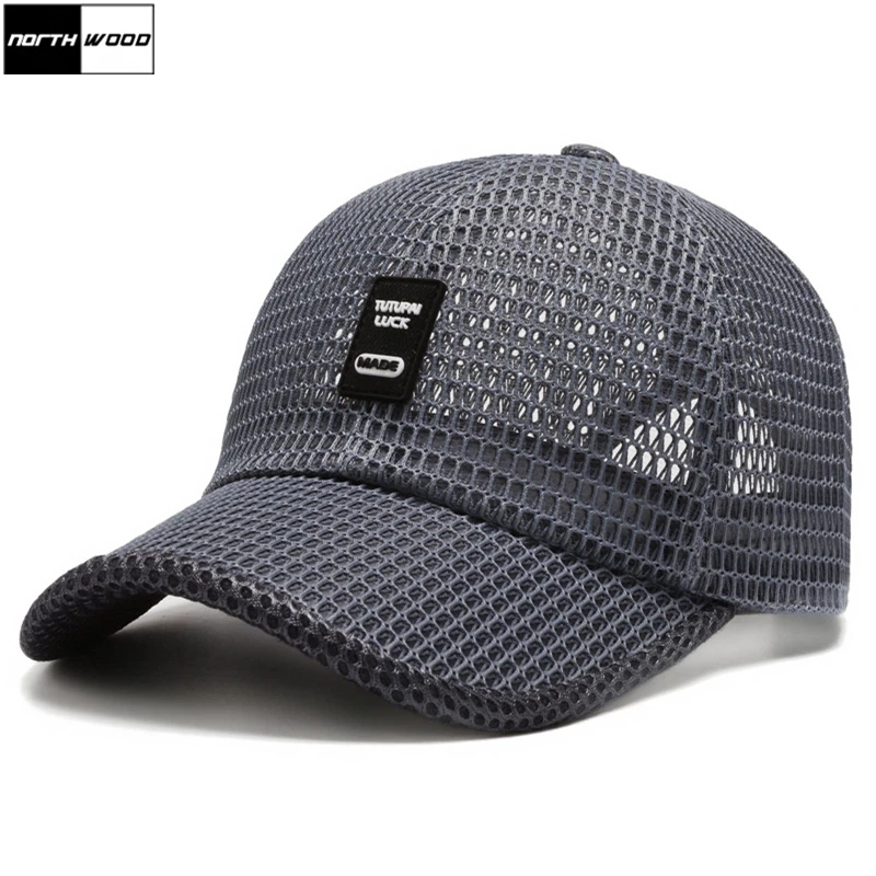 [NORTHWOOD] 남성용 메쉬 야구 모자 통기성 여름 모자 아빠 모자 야외 낚시 모자 Bone Gorras Snapback Trucker Cap