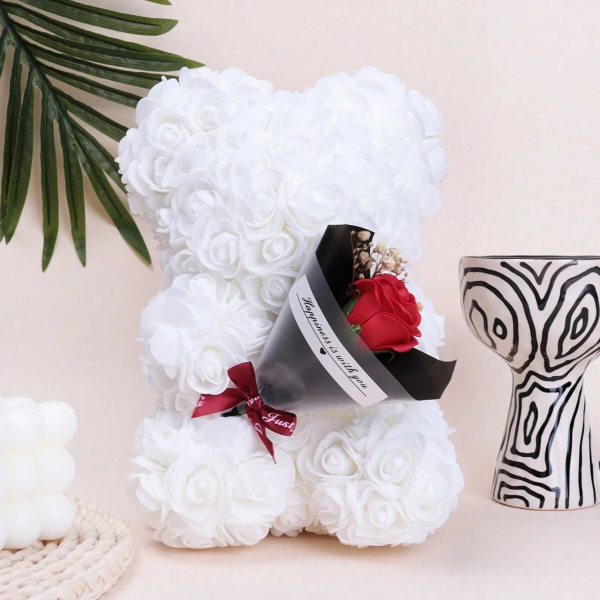 Buquê de transporte de osito de peluche de rosa de espuma. ¡Ideal para bodas, Día de la Madre, gracias a enfermeras/maestros u otras celebraciones!