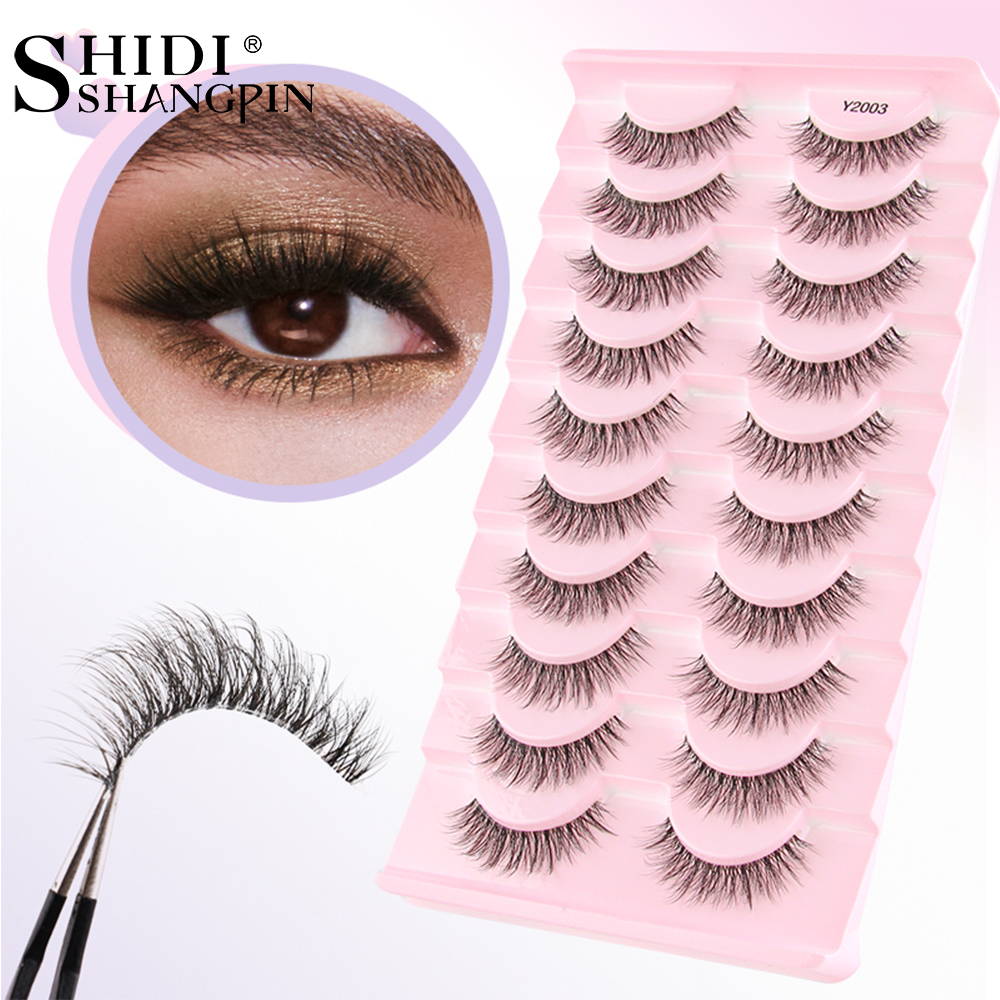 SHIDISHANGPIN 5/10Pairs False Lashes Cat Eye Eyelashes Eyelash Extension 3D Mink Half Lashes Natural Makeup Handmade faux Cils
