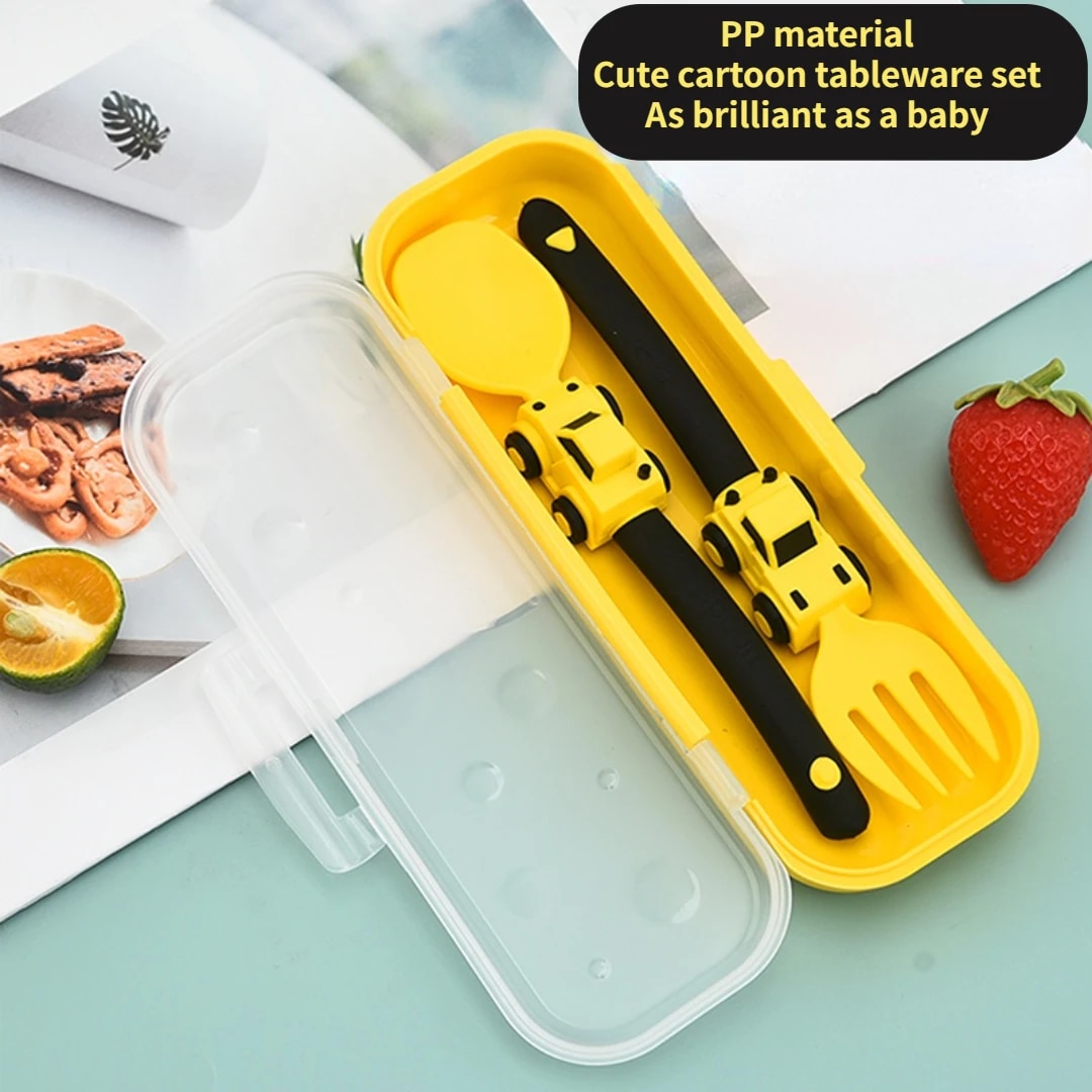 Utensílios para bebês, conjunto de colher e garfo, presentes para crianças, design de desenho animado, talheres para crianças, treinamento de bebês, alimentação