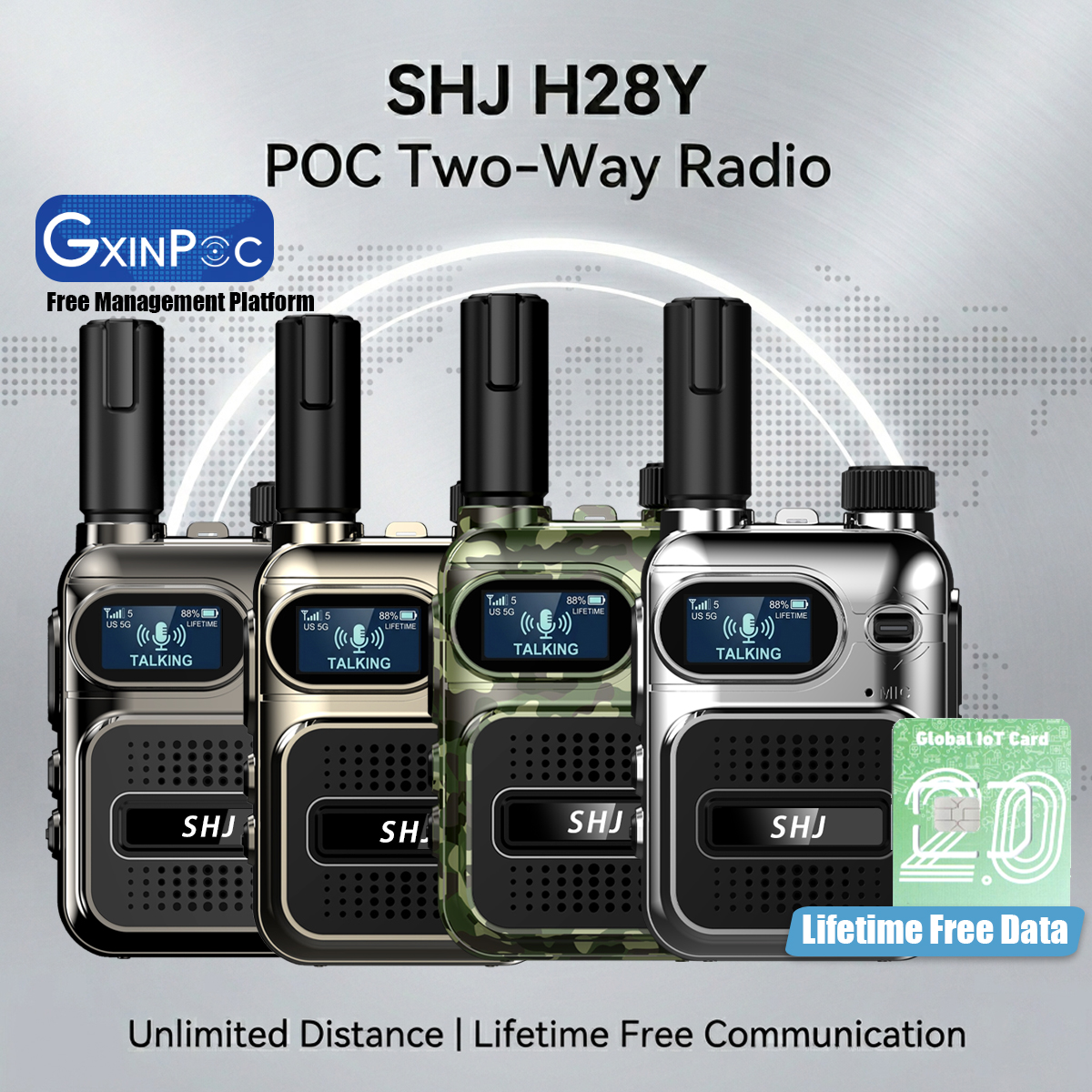 SHJ 4G PoC Radio with Lifetime Free Data & Lifetime Free Platform, Unlimited Range Walkie Talkie for Teams