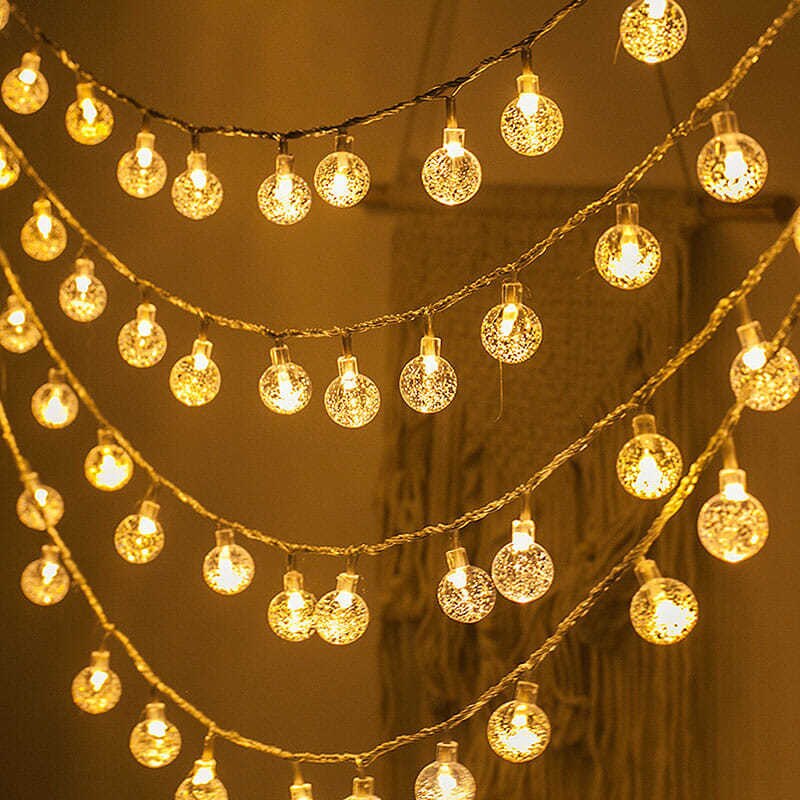 Guirxiété Lumineuse LED Boule de Clip, 3m, 20 Lumières, Étanche, Décorations du Ramadan, Jardin Extérieur, Camping